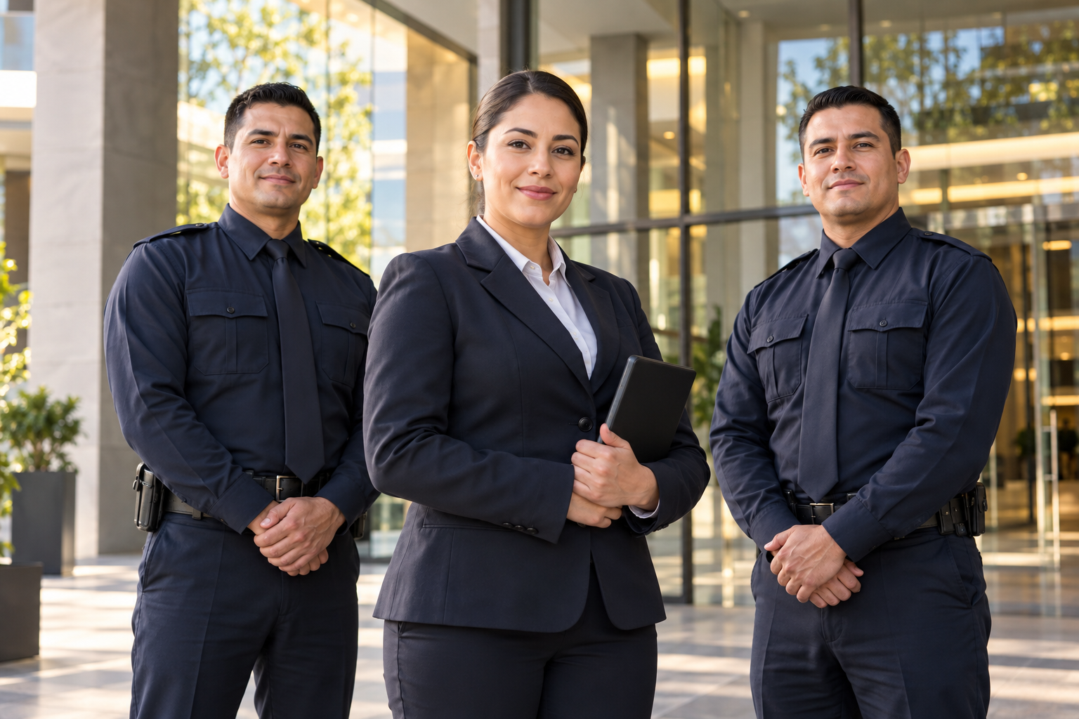 Equipo de seguridad privada en un entorno corporativo — imagen conceptual